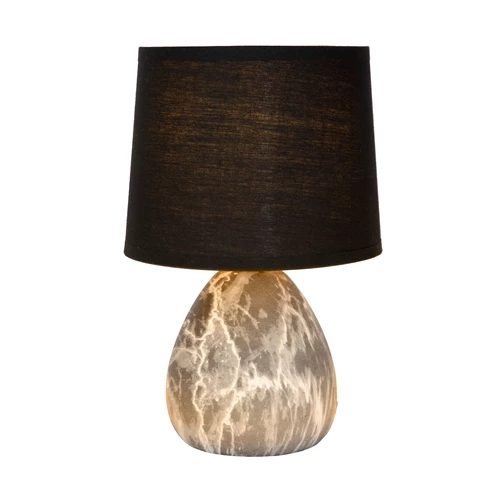 Lucide MARMO - Lampe de table - Ø 16 cm - 1xE14 - Noir - allumé