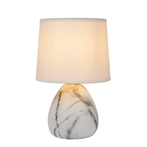 Lucide MARMO - Tischlampe - Ø 16 cm - 1xE14 - Weiß - eingeschaltet 1