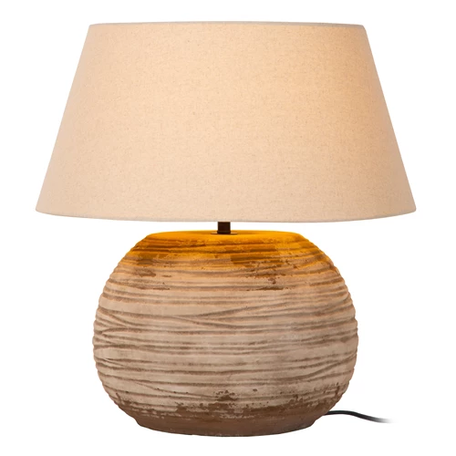 Lucide DENISE - Lámpara de mesa - Ø 55 cm - 1xE27 - Marrón - Vibes - encendido 3