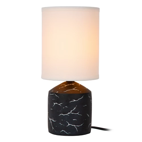Lucide FRAN - Lámpara de mesa - Ø 13 cm - 1xE14 - Negro - Essential - encendido