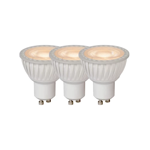 Lucide MR16 - Ampoule led - Ø 5 cm - LED Dim. - GU10 - 3x5W 3000K - Blanc - Ensemble de 3 - allumé 1