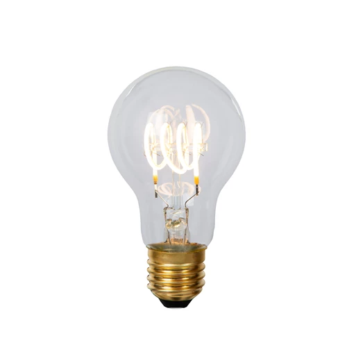 Lucide A60 - Ampoule filament - Ø 6 cm - LED Dim. - E27 - 1x4,9W 2700K - Transparent - allumé