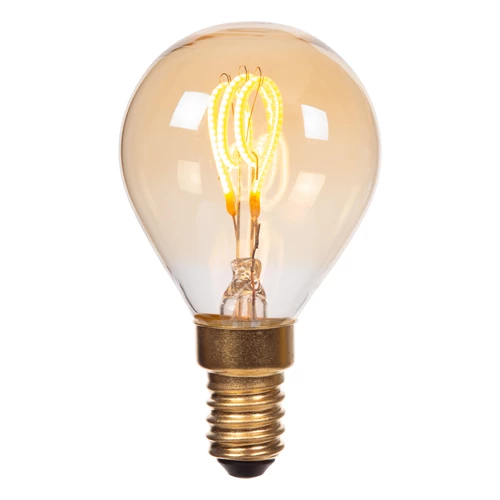 Lucide P45 - Filament bulb - Ø 4,5 cm - E14 - 1x3W 2200K - Amber - turned on 2