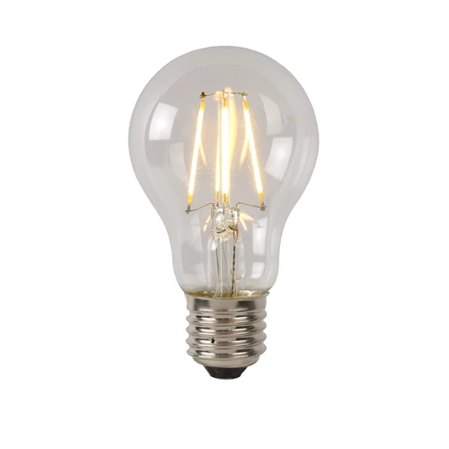 Lucide A60 Class A - Ampoule filament - Ø 6 cm - LED - E27 - 1x7W 2700K - Transparent - allumé