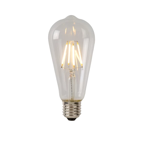 Lucide ST64 Class B - Filament lamp - Ø 6,4 cm - LED Dimb. - E27 - 1x7W 2700K - Transparant - aangezet