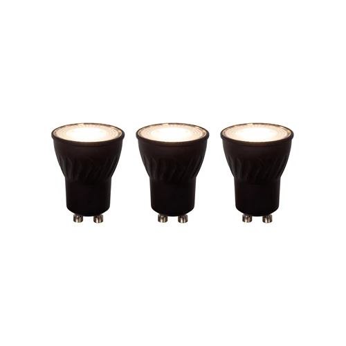 Lucide MR11 * 3 - Led bulb - Ø 3,5 cm - LED Dim. - GU10 (MR11) - 3x3,8W 2700K - Black - Set of 3 - turned on