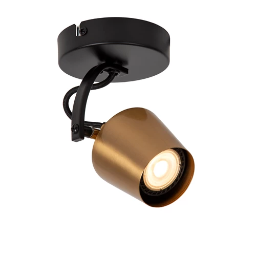 Lucide EMILE - Plafondspot - Ø 10,5 cm - 1xGU10 - Mat Goud / Messing - aangezet 2