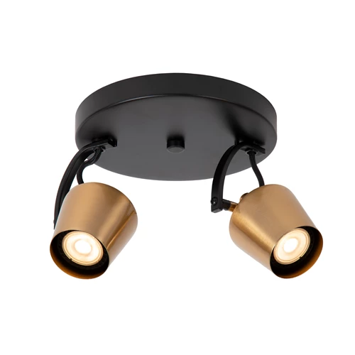 Lucide EMILE - Plafondspot - Ø 20 cm - 2xGU10 - Mat Goud / Messing - aangezet 2
