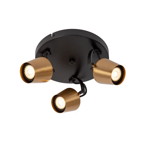Lucide EMILE - Spot plafond - Ø 23 cm - 3xGU10 - Or Mat / Laiton - allumé 2
