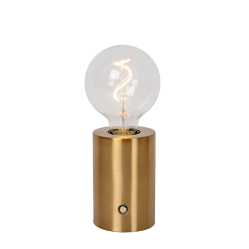 Lucide VIVO - Rechargeable Table lamp - Battery pack - Ø 8 cm - LED Dim. - E27 - 1x1W 2700K - Matt Gold / Brass - turned on 2
