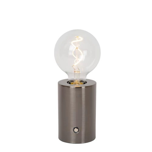 Lucide VIVO - Rechargeable Table lamp - Battery pack - Ø 8 cm - LED Dim. - E27 - 1x1W 2700K - Satin Gun Metal - turned on 8