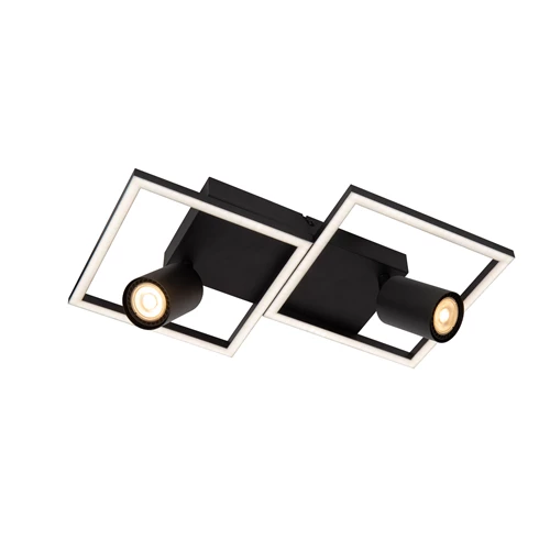 Lucide ARIANNE - Plafonnier - LED - 2xGU10 - CCT - Noir - allumé