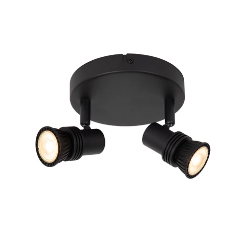 Lucide KIANTI - Plafondspot - Ø 15 cm - 2xGU10 - Zwart - aangezet
