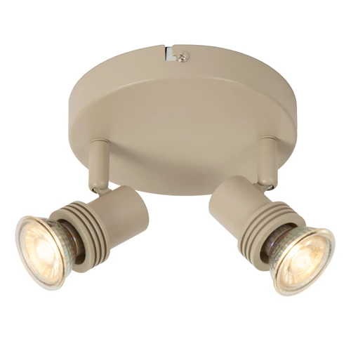 Lucide KIANTI - Deckenstrahler - Ø 15 cm - 2xGU10 - Taupe - eingeschaltet 1