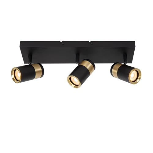 Lucide GORIK - Spot plafond - 3xGU10 - Noir - allumé