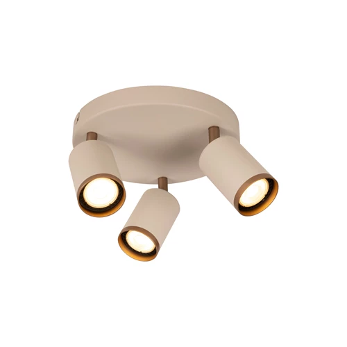 Lucide REGINA - Spot plafond - Ø 21 cm - 3xGU10 - Taupe | Essential - allumé 1