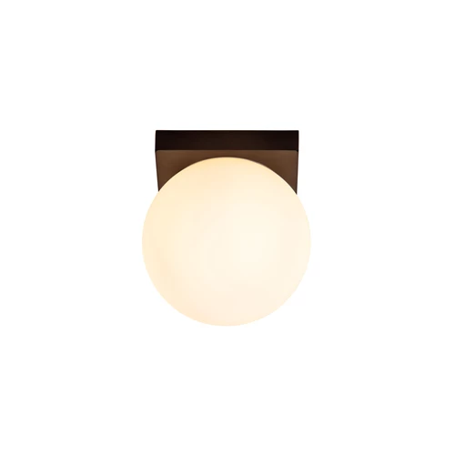 Lucide TASSA - Plafonnière Badkamer - Ø 13,5 cm - LED Dim to warm - 1x12W 1800K/3000K - IP40 - Zwart - aangezet