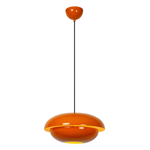 Lucide YOUNES - Pendant light - Ø 40 cm - 1xE27 - Orange | Essential - turned on 3