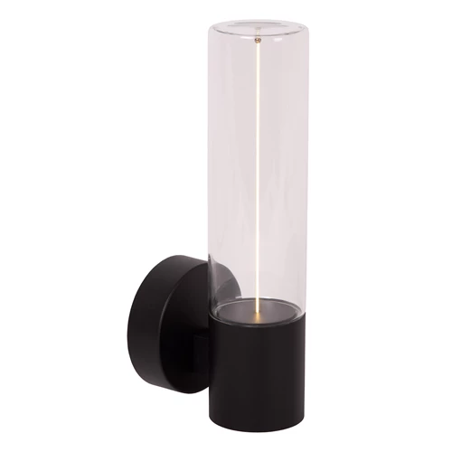 Lucide FILANI - Applique murale Intérieur/Extérieur - LED - 1x8W 2700K - IP54 - Noir | Essential - allumé