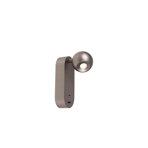 Lucide MONTANA - Wandlamp - LED - CCT - 1x6,3W 2700K/4000K - Met USB oplaadpunt - Grijs ijzer | Premium - aangezet 5