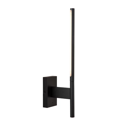 Lucide FINAN - Wandlamp - LED - 1x6W 2700K - Met USB oplaadpunt - Zwart - aangezet