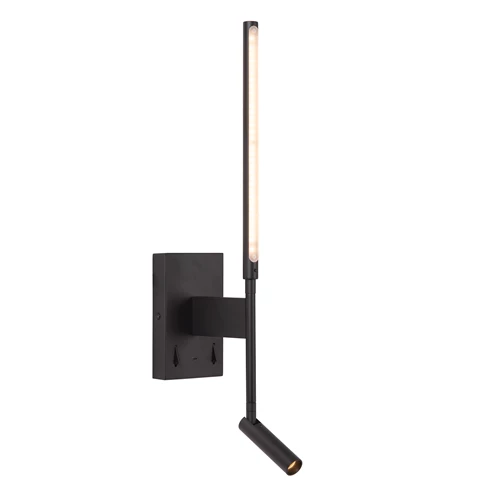Lucide FINAN - Wandlamp - LED - 2700K - Met USB oplaadpunt - Zwart - aangezet