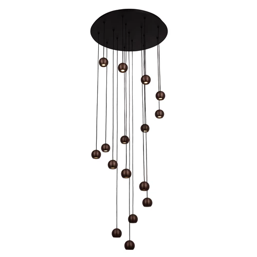 Lucide MONTANA - Pendant light - LED Dim. - CCT - 16x5,7W 2700K/4000K - Coffee | Premium - turned on 6