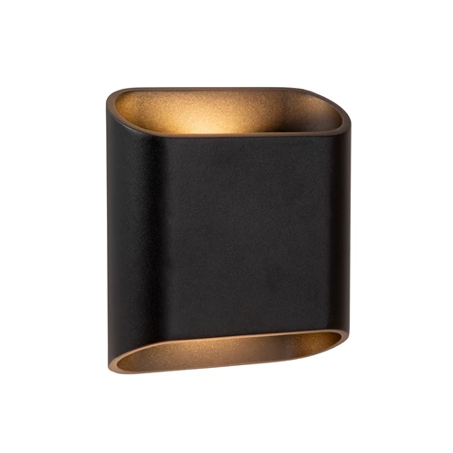 Lucide ATILA - Wandlamp Binnen/Buiten - LED Dimb. - 2x5W 2700K - IP65 - Zwart - aangezet