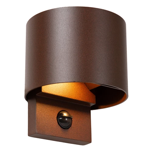 Lucide TADZIO - Wandleuchte Innen/Außen - LED - CCT - 1x7W 2700K/4000K - IP65 - Bewegungssensor - Rostfarbe - Essential - eingeschaltet 7