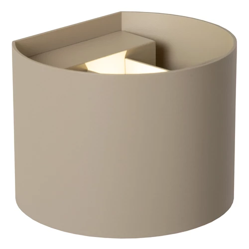 Lucide ARMIN - Foco de pared / Lámpara de pared Baño - LED Regul. - CCT - 2x3,5W 2200K/3000K - IP54 - Taupe - Essential - encendido 1