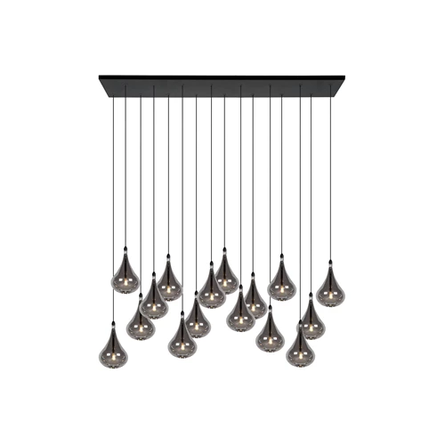 Lucide TEARS - Hanglamp - LED Dimb. - G4 - 16x1,5W 3000K - Zwart - aangezet