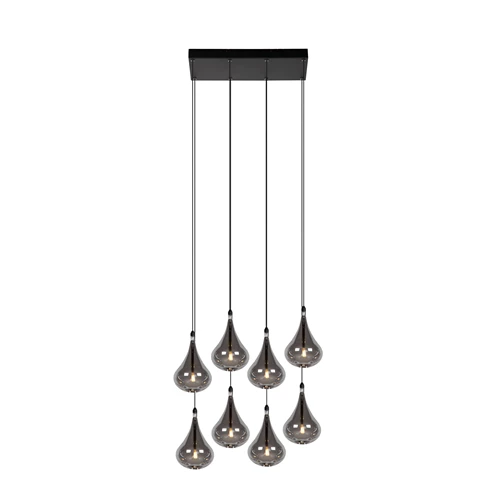 Lucide TEARS - Pendelleuchten - LED Dim. - G4 - 8x1,5W 3000K - Schwarz - eingeschaltet