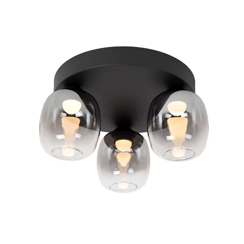 Lucide TAMINO - Lámpara de techo - LED Regul. - 3x5,6W 3000K - Negro - encendido