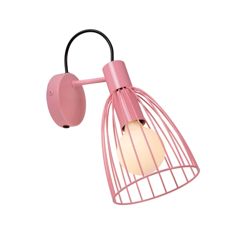 Lucide MACARONS - Wall light - 1xE27 - Pink - turned on 6