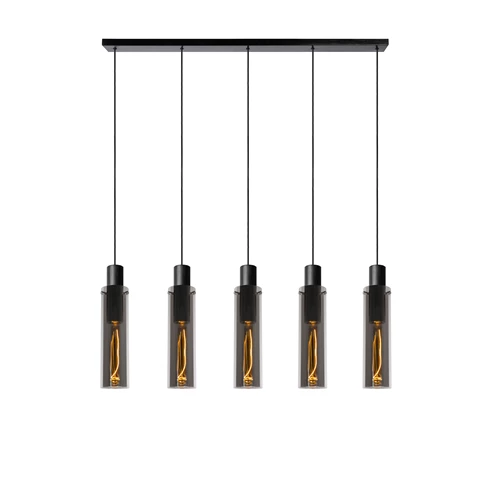 Lucide ORLANDO - Suspension - 5xE27 - Fumé - allumé 5