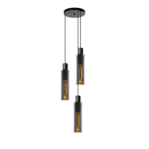 Lucide ORLANDO - Pendelleuchten - Ø 32 cm - 3xE27 - Rauchfarbe Grau - eingeschaltet 5