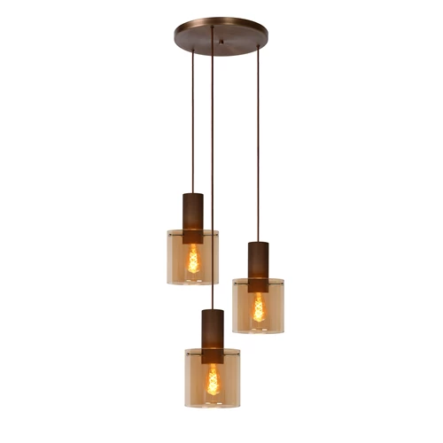 Lucide TOLEDO - Pendelleuchten - 3xE27 - Amber - eingeschaltet 2