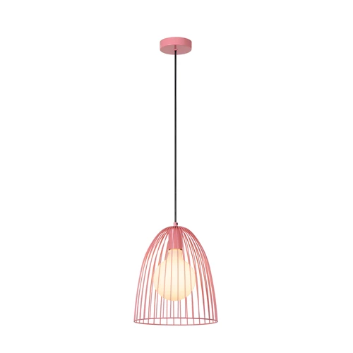 Lucide MACARONS - Hanglamp - Ø 24,5 cm - 1xE27 - Roze - aangezet 6