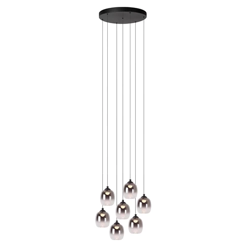Lucide TAMINO - Pendelleuchten - Ø 52 cm - LED Dim. - 7x7W 3000K - Schwarz - eingeschaltet