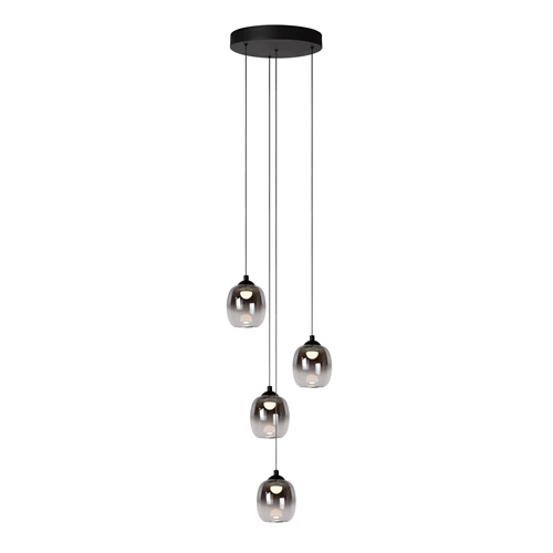 Lucide TAMINO - Lámpara colgante - Ø 36 cm - LED Regul. - 4x5,2W 3000K - Negro - encendido