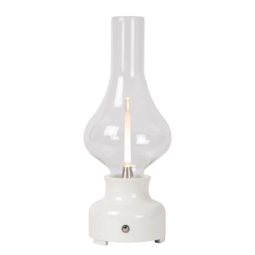 Lucide JASON - Rechargeable Table lamp - Battery pack - Ø 12 cm- LED 3 StepDim - 1x2W 3000K - White - turned on 1