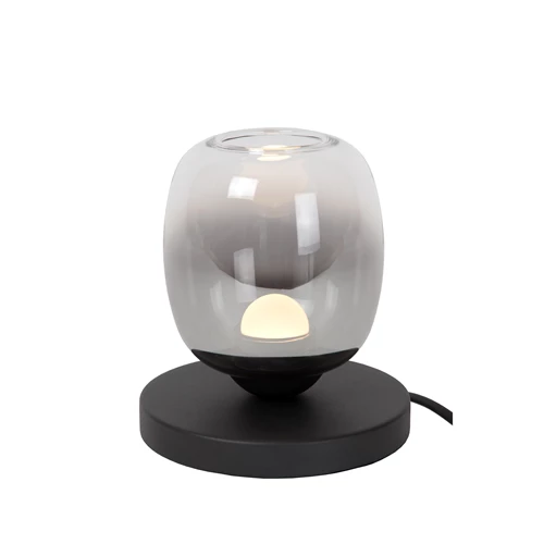 Lucide TAMINO - Lampe de table - Ø 15 cm - LED - 1x6W 3000K - Noir - allumé