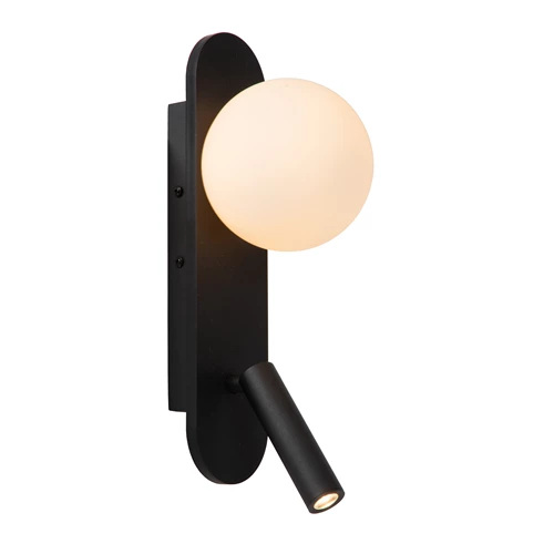 Lucide KELLY - Bettlampe / Wandleuchte - LED - 1x3,5W 3000K - Schwarz - eingeschaltet