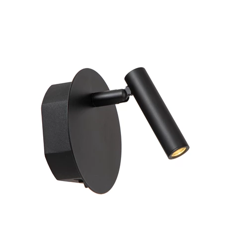 Lucide JOLIJN - Lampe de chevet / Applique mural Rechargeable - Batterie/Piles - Ø 10,2 cm - LED - 1x2W 3000K - Magnétique - Noir - allumé