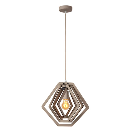 Lucide MAURO - Suspension Chambres d'enfant - 1xE27 - Taupe - allumé 1