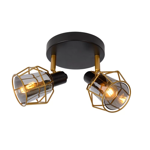 Lucide NILA - Ceiling spotlight - 2xE14 - Black - turned on