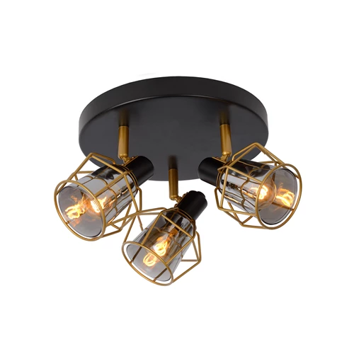 Lucide NILA - Deckenstrahler - Ø 36 cm - 3xE14 - Schwarz - eingeschaltet