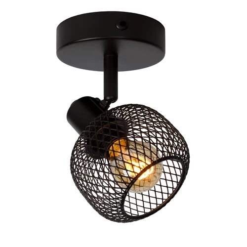 Lucide MAREN - Ceiling spotlight - 1xE14 - Black - turned on