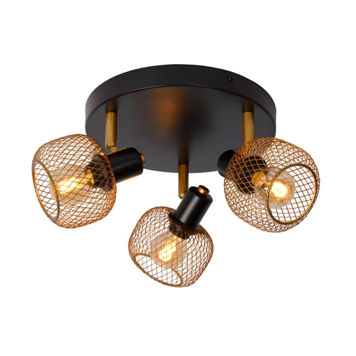 Lucide MAREN - Spot plafond - Ø 37 cm - 3xE14 - Or Mat / Laiton - allumé 2