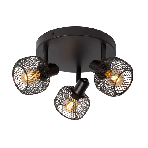 Lucide MAREN - Deckenstrahler - Ø 37 cm - 3xE14 - Schwarz - eingeschaltet